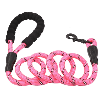 Dog and Pet Stuff Pink 5FT Rope Leash w/ Comfort Handle