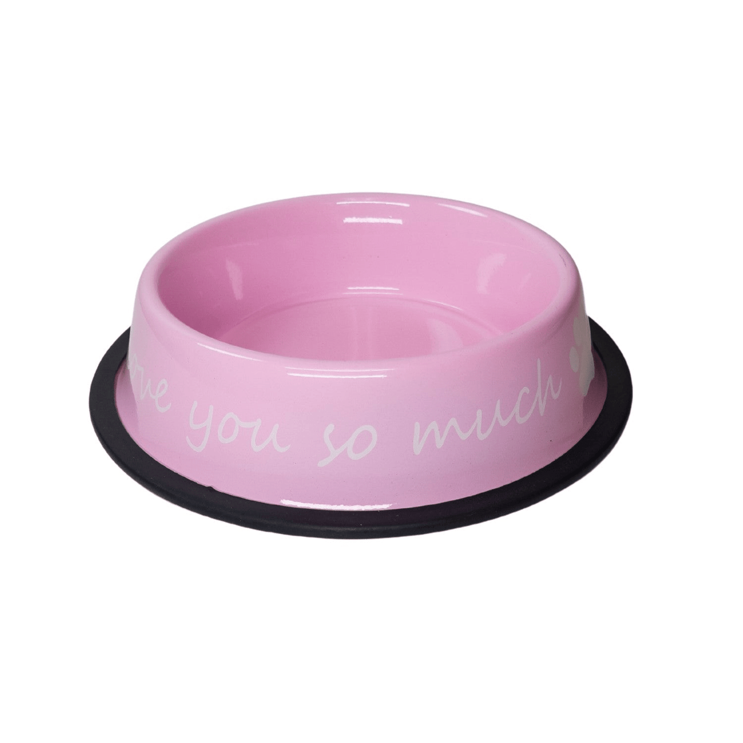 Dog and Pet Stuff Pink I LOVE YOU SO MUCH Stainless Steel Dog Bowl (24oz)