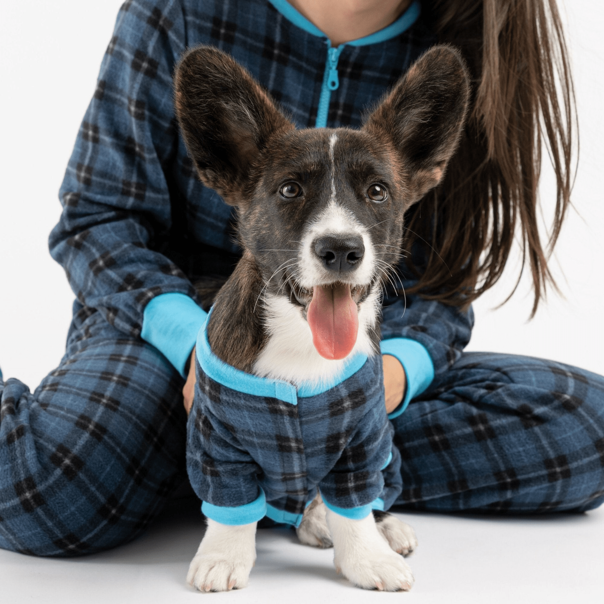Dog and Pet Stuff Plaid Dog Pajama - Blue