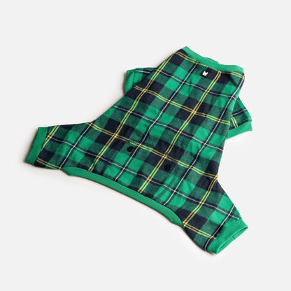 Dog and Pet Stuff Plaid Dog Pajama - Green