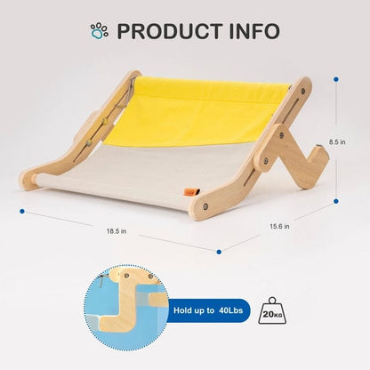 Dog and Pet Stuff QCH12 Mewoofun Sturdy Cat Window Perch Wooden Assembly Hanging Bed Cotton Canvas Easy Washable Multi-Ply Plywood Hot Selling Hammock