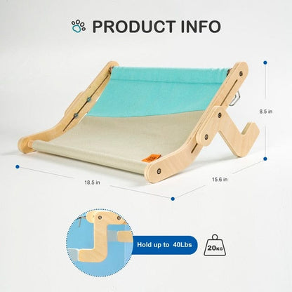 Dog and Pet Stuff QCH13 Mewoofun Sturdy Cat Window Perch Wooden Assembly Hanging Bed Cotton Canvas Easy Washable Multi-Ply Plywood Hot Selling Hammock
