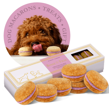 Dog and Pet Stuff Raspberry Dog Macarons (Count of 6 - window in packaging)