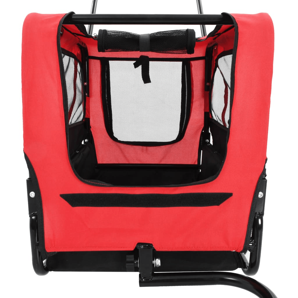 Dog and Pet Stuff Red 2-in-1 Pet Bike Trailer & Jogging Stroller Red and Black