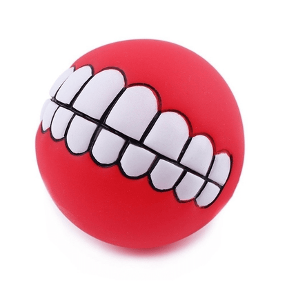 Dog and Pet Stuff Red Pet Teeth Silicon Chew Ball Toy for Large Breeds