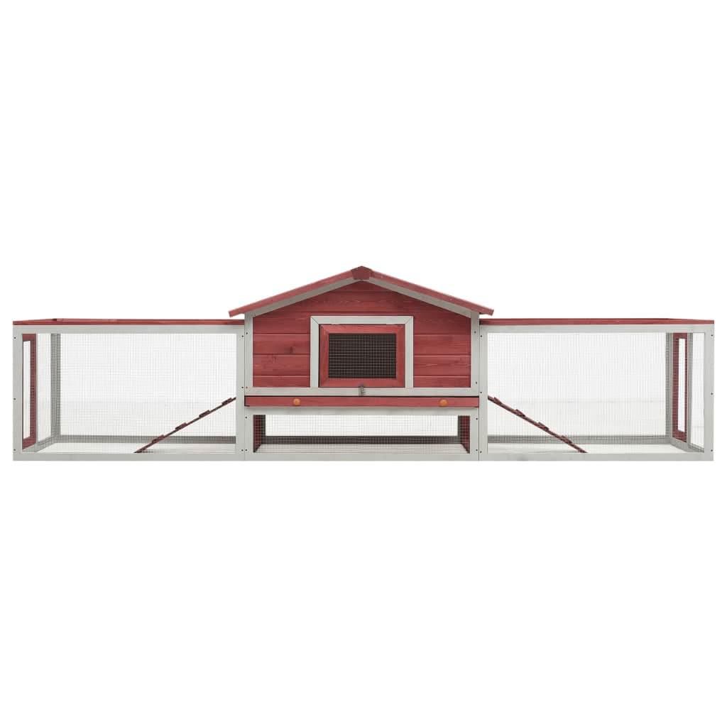 Dog and Pet Stuff Red Rabbit Hutch Red 122"x27.6"x34.3" Solid Pine & Fir Wood