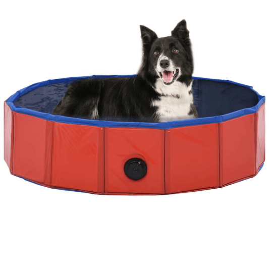 Dog and Pet Stuff Red vidaXL Foldable Dog Swimming Pool Red 31.5"x7.9" PVC