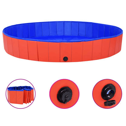 Dog and Pet Stuff Red vidaXL Foldable Dog Swimming Pool Red 78.7"x11.8" PVC