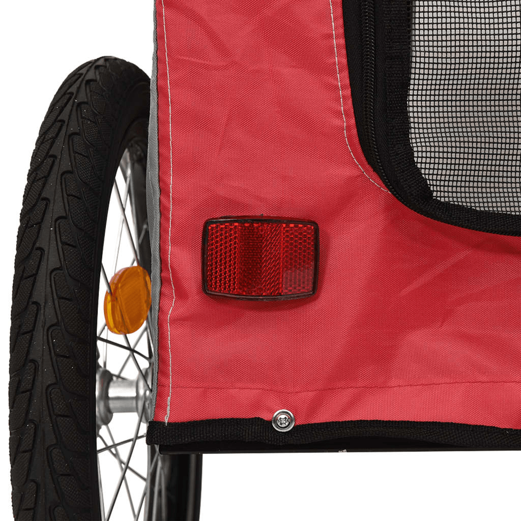 Dog and Pet Stuff Red vidaXL Pet Bike Trailer Red and Gray Oxford Fabric&Iron