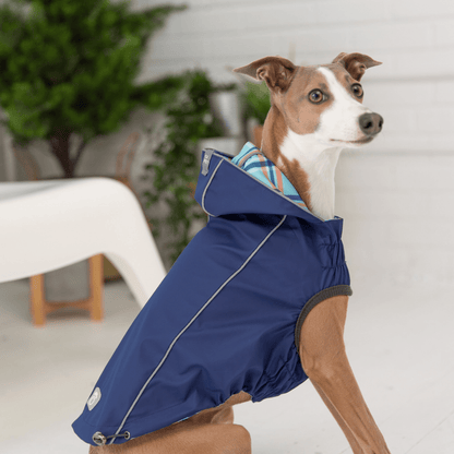 Dog and Pet Stuff Reversible Elasto-Fit Raincoat - Navy