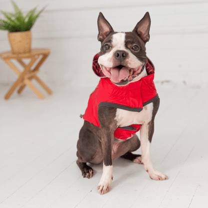 Dog and Pet Stuff Reversible Elasto-Fit Raincoat - Red