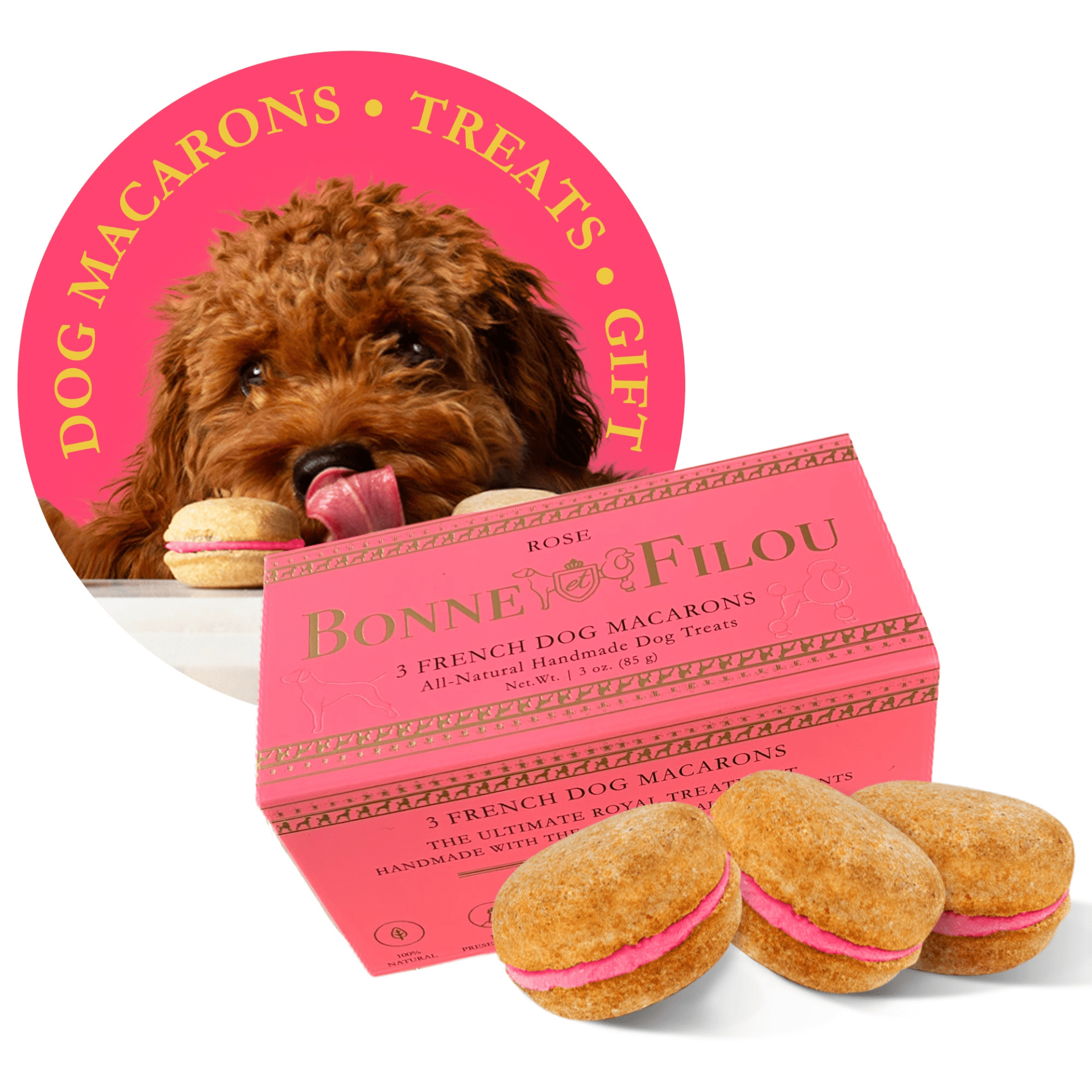 Dog and Pet Stuff Rose Dog Macarons (Box of 3)