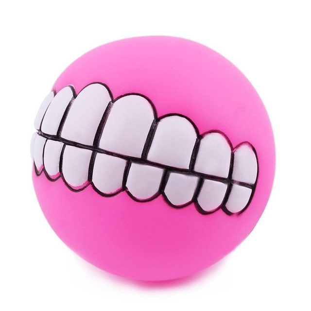 Dog and Pet Stuff Rose Red Pet Teeth Silicon Chew Ball Toy for Large Breeds
