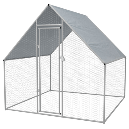 Dog and Pet Stuff Silver Outdoor Chicken Cage 6.6'x6.6'x6.3' Galvanized Steel