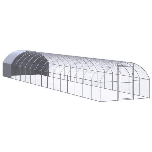 Dog and Pet Stuff Silver Outdoor Chicken Coop 9.8'x52.5'x6.6' Galvanized Steel