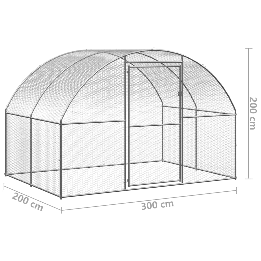 Dog and Pet Stuff Silver Outdoor Chicken Coop 9.8'x6.6'x6.6' Galvanized Steel