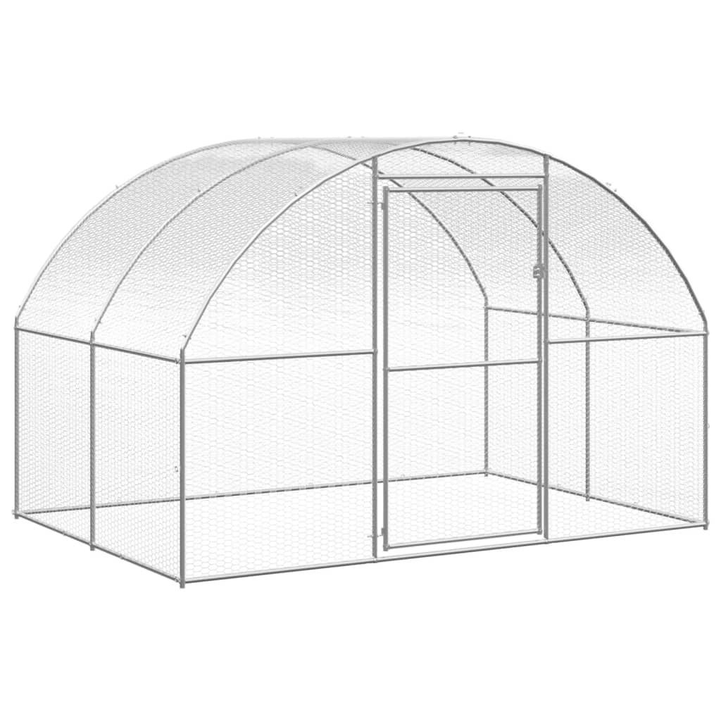 Dog and Pet Stuff Silver Outdoor Chicken Coop 9.8'x65.6'x6.6' Galvanized Steel