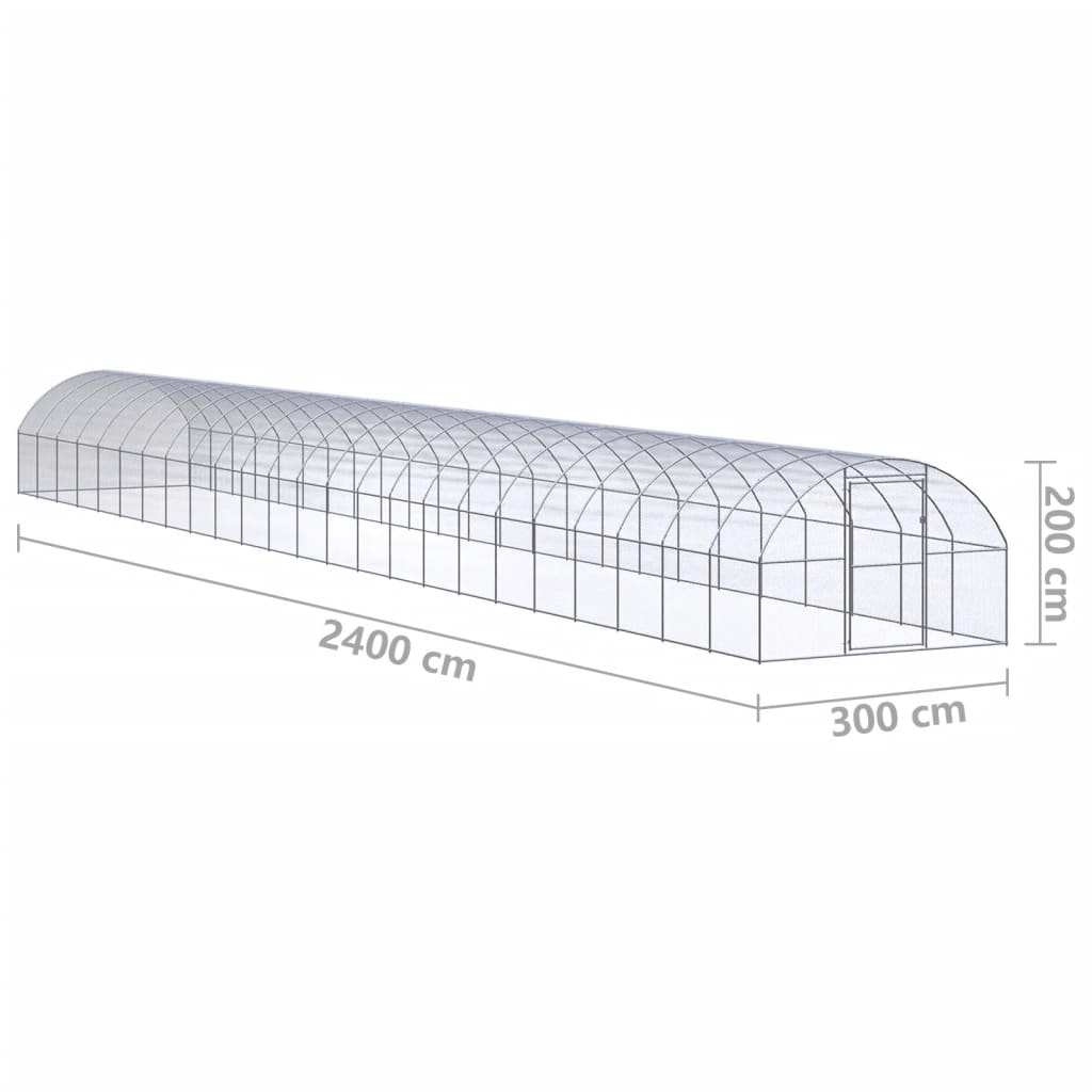 Dog and Pet Stuff Silver Outdoor Chicken Coop 9.8'x78.7'x6.6' Galvanized Steel