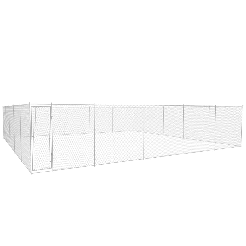 Dog and Pet Stuff Silver Outdoor Dog Kennel Galvanized Steel 374"x374"x72.8"