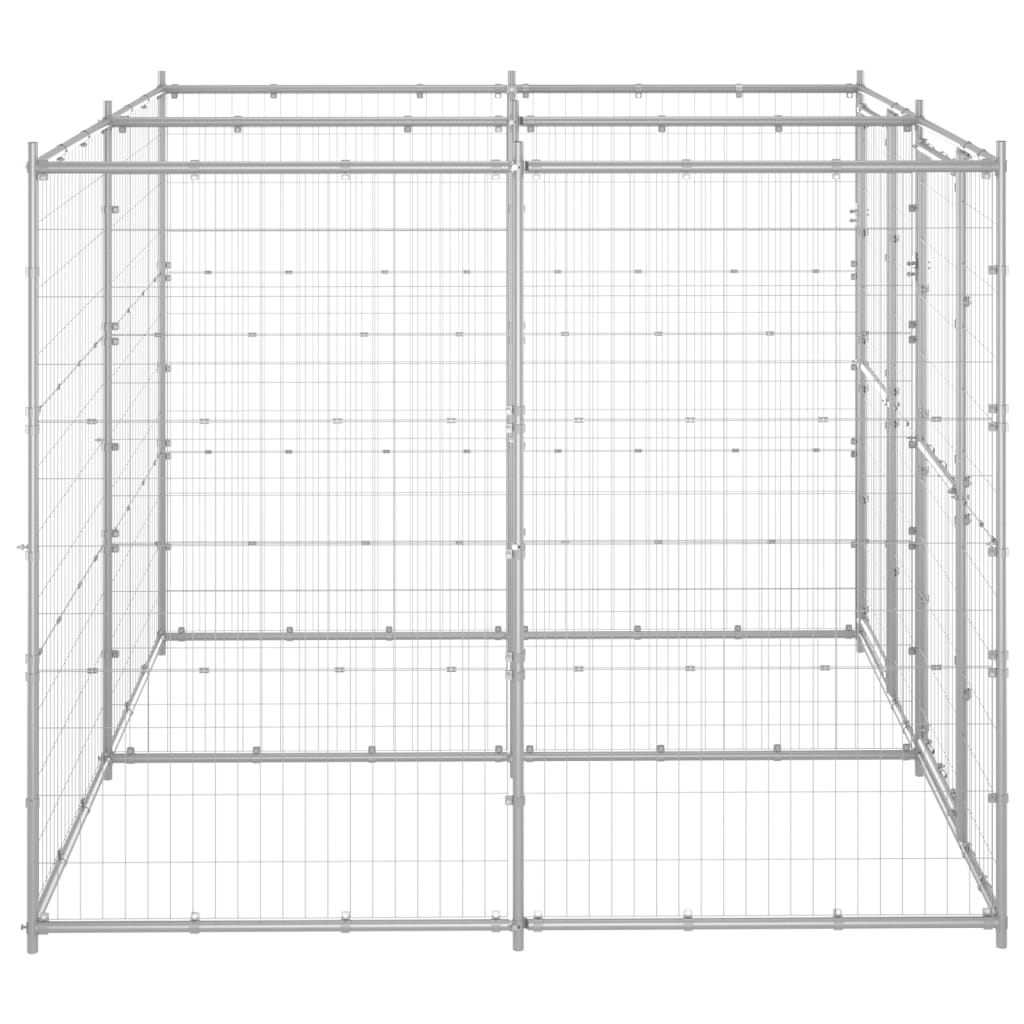 Dog and Pet Stuff Silver Outdoor Dog Kennel Galvanized Steel 52.1 ft²