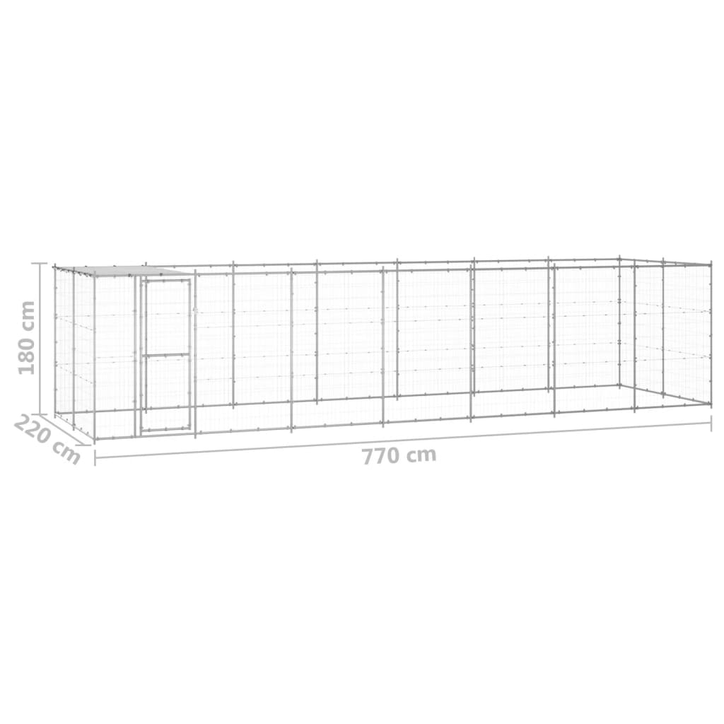 Dog and Pet Stuff Silver Outdoor Dog Kennel Galvanized Steel with Roof 182.3 ft²