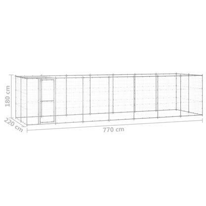 Dog and Pet Stuff Silver Outdoor Dog Kennel Galvanized Steel with Roof 182.3 ft²