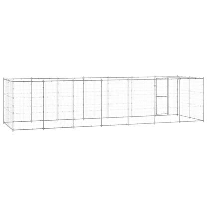 Dog and Pet Stuff Silver Outdoor Dog Kennel Galvanized Steel with Roof 182.3 ft²