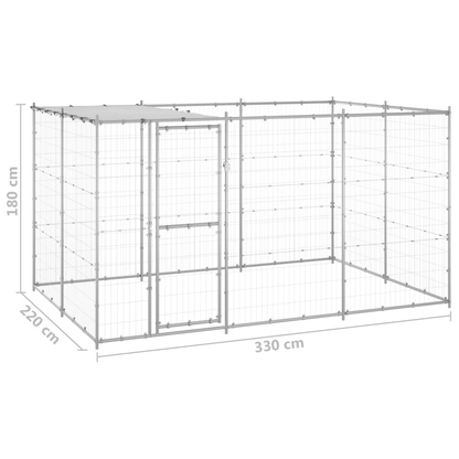 Dog and Pet Stuff Silver Outdoor Dog Kennel Galvanized Steel with Roof 78.1 ft²