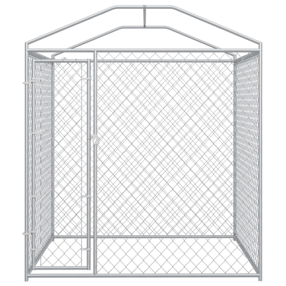 Dog and Pet Stuff Silver Outdoor Dog Kennel with Canopy Top 78.7"x78.7"x88.6"