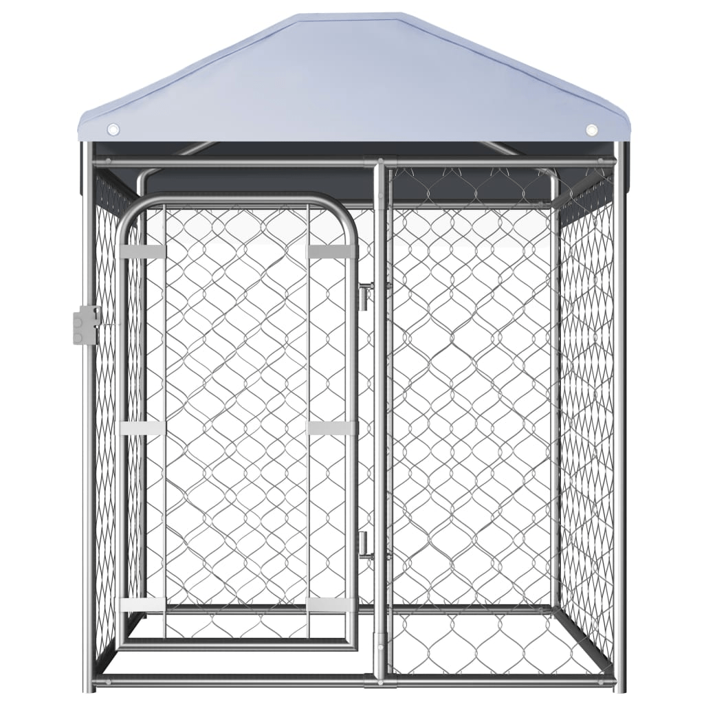 Dog and Pet Stuff Silver Outdoor Dog Kennel with Roof 39.4"x39.4"x49.2"
