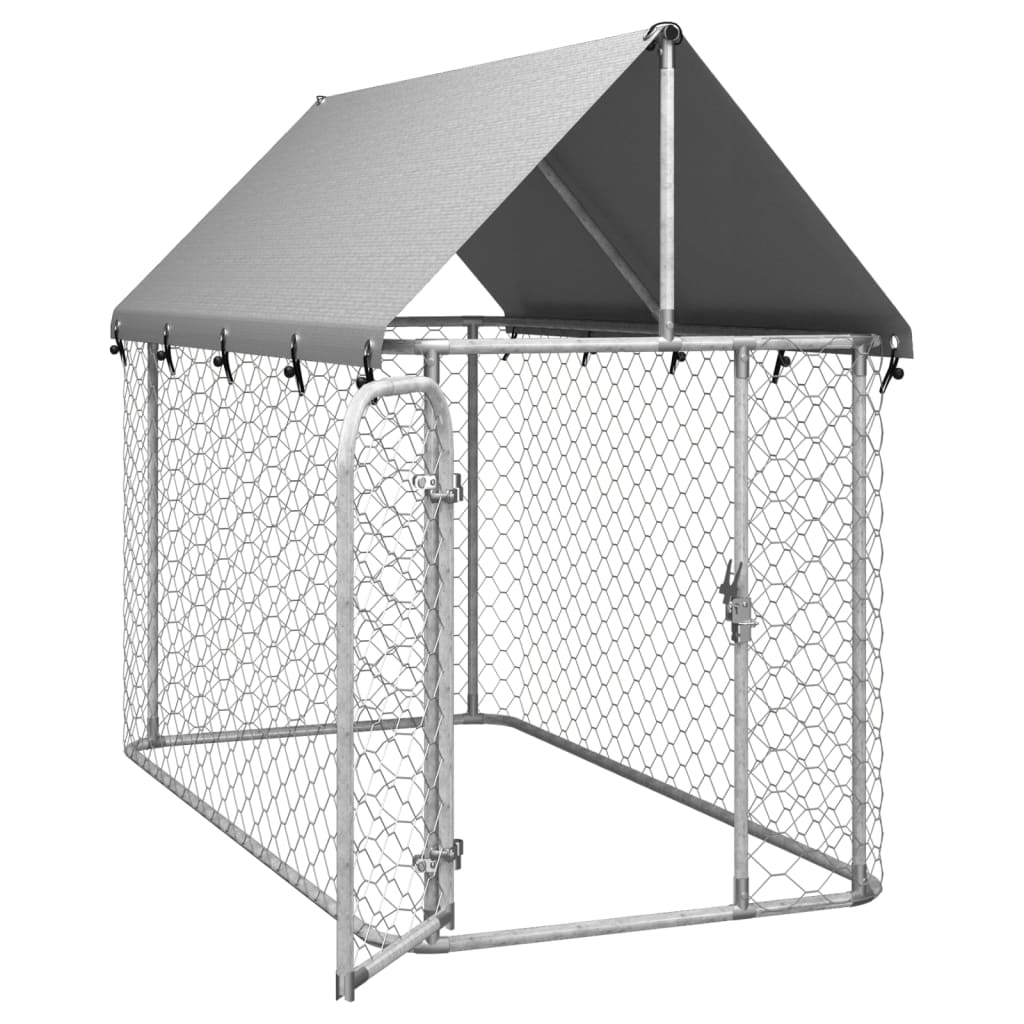 Dog and Pet Stuff Silver Outdoor Dog Kennel with Roof 78.7"x39.4"x59.1"