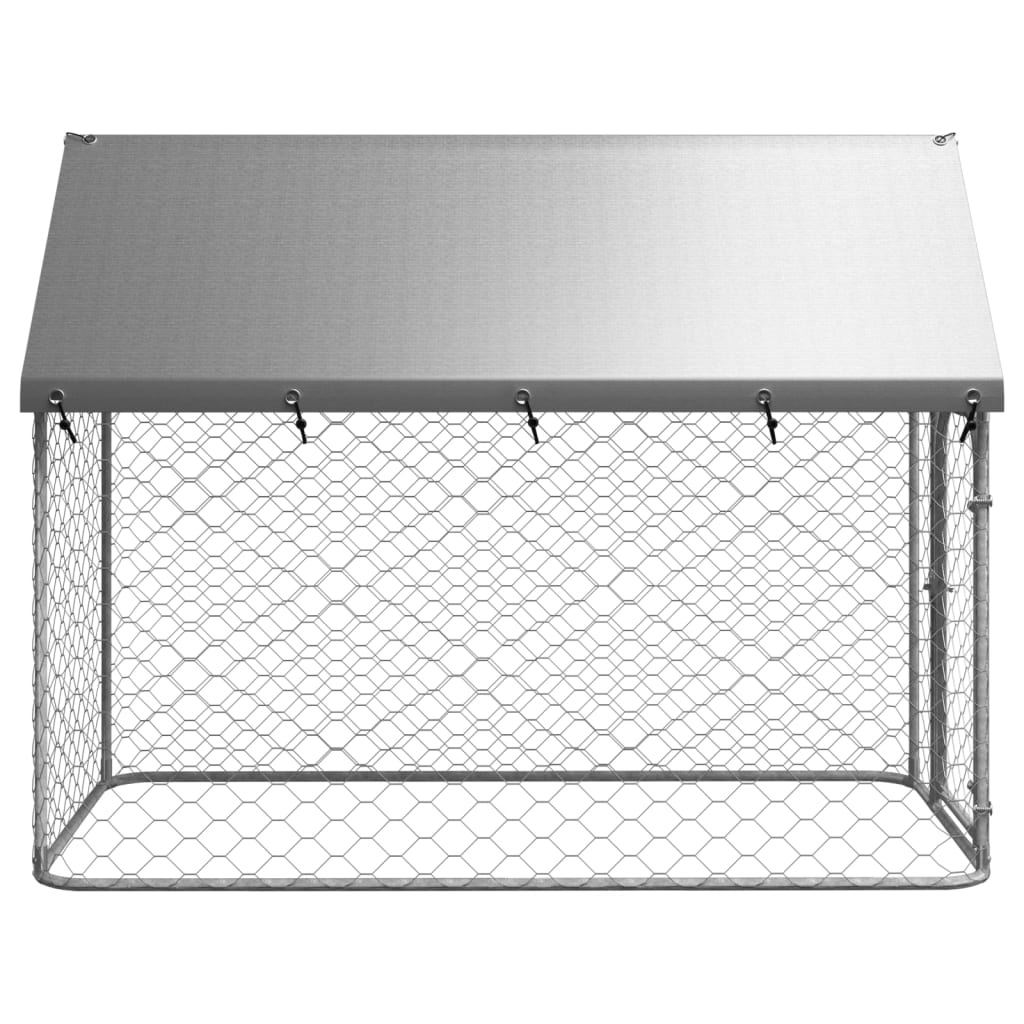 Dog and Pet Stuff Silver Outdoor Dog Kennel with Roof 78.7"x39.4"x59.1"