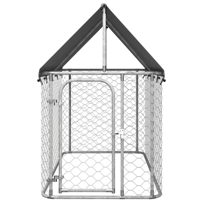 Dog and Pet Stuff Silver Outdoor Dog Kennel with Roof 78.7"x39.4"x59.1"