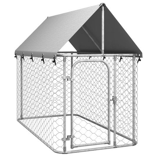 Dog and Pet Stuff Silver Outdoor Dog Kennel with Roof 78.7"x39.4"x59.1"