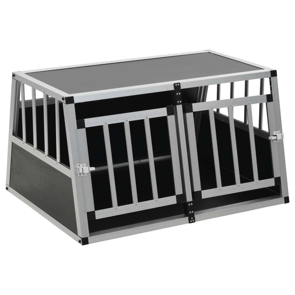 Dog and Pet Stuff Silver vidaXL Dog Cage with Double Door 35"x27.2"x19.7"