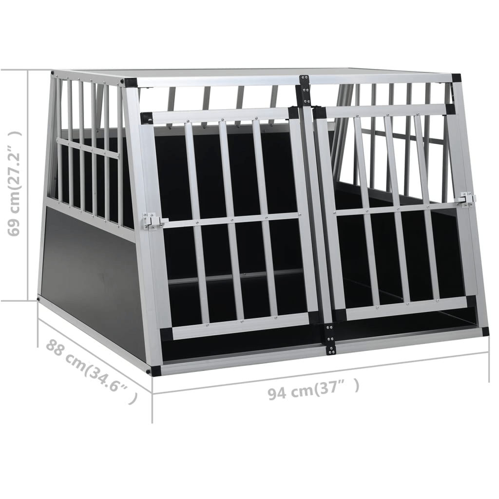 Dog and Pet Stuff Silver vidaXL Dog Cage with Double Door 37"x34.6"x27.2"