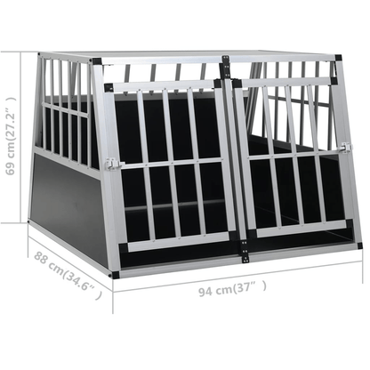 Dog and Pet Stuff Silver vidaXL Dog Cage with Double Door 37"x34.6"x27.2"