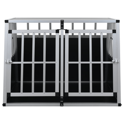 Dog and Pet Stuff Silver vidaXL Dog Cage with Double Door 37"x34.6"x27.2"