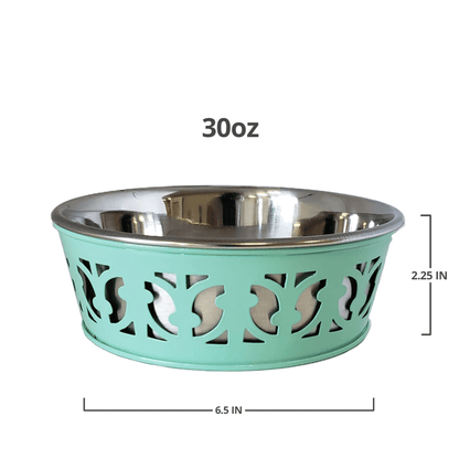 Dog and Pet Stuff Stainless Steel Country Farmhouse Dog Bowl, RE Mint Green