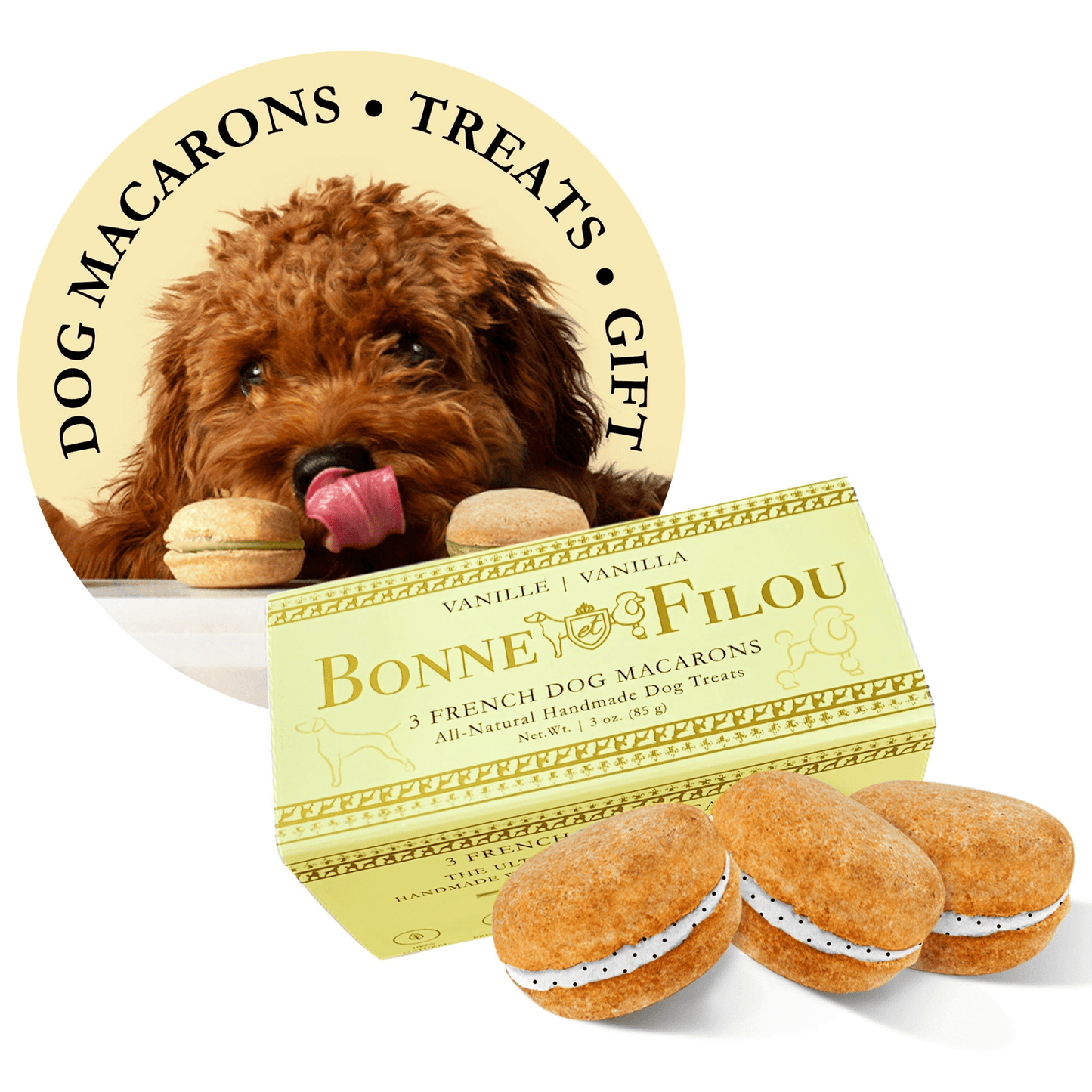 Dog and Pet Stuff Vanilla Dog Macarons (Box of 3)