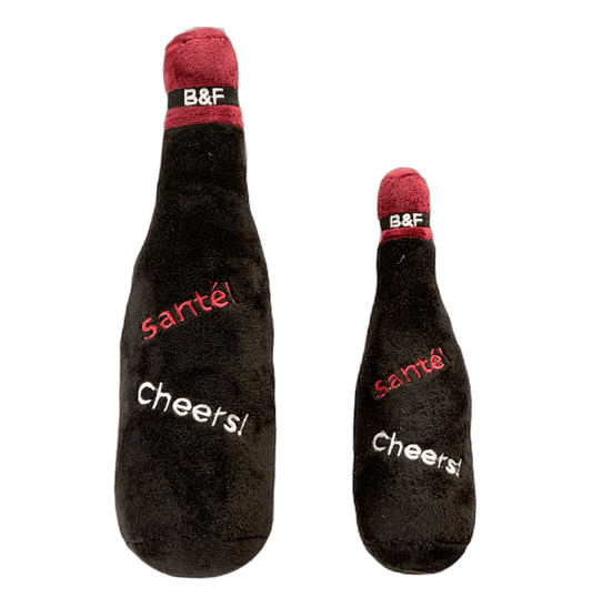 Dog and Pet Stuff Wine Bottle Squeaky Dog Plush Toy (Bark'gundy Red Whine)