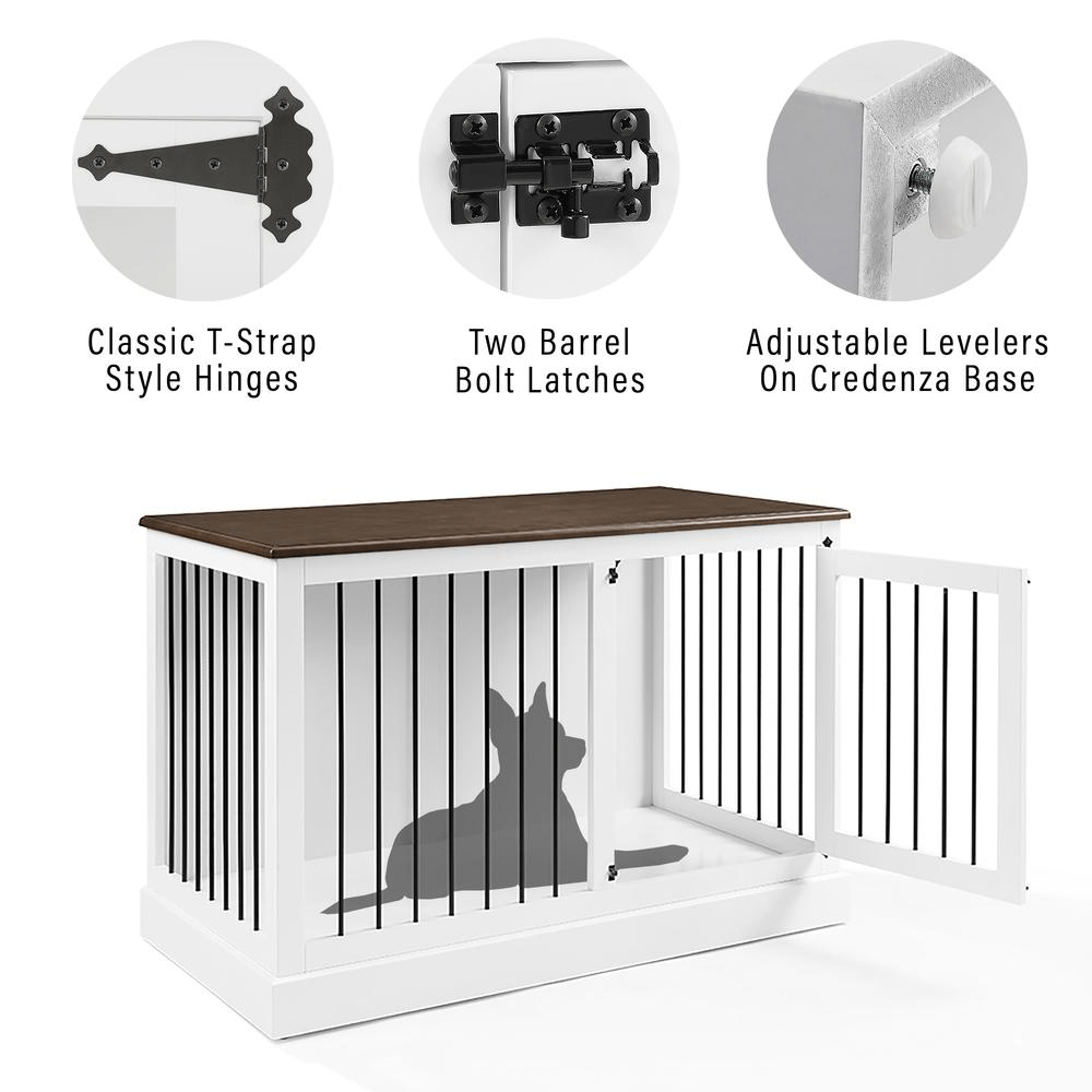 Dog and Pet Stuff Winslow Small Credenza Dog Crate White/Dark Brown