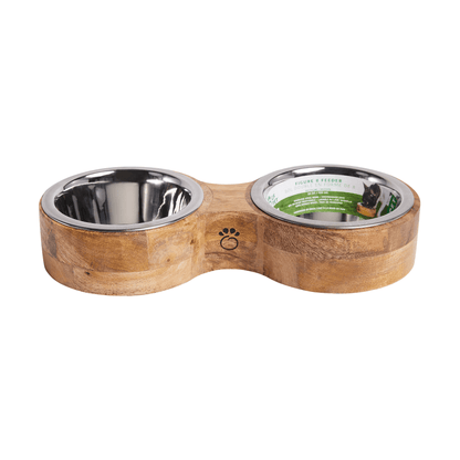 Dog and Pet Stuff Wood & Metal Feeder Double Diner