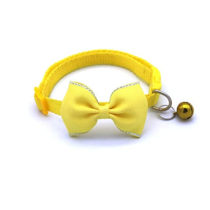 Dog and Pet Stuff Yellow Bow and Bell Pet Collar